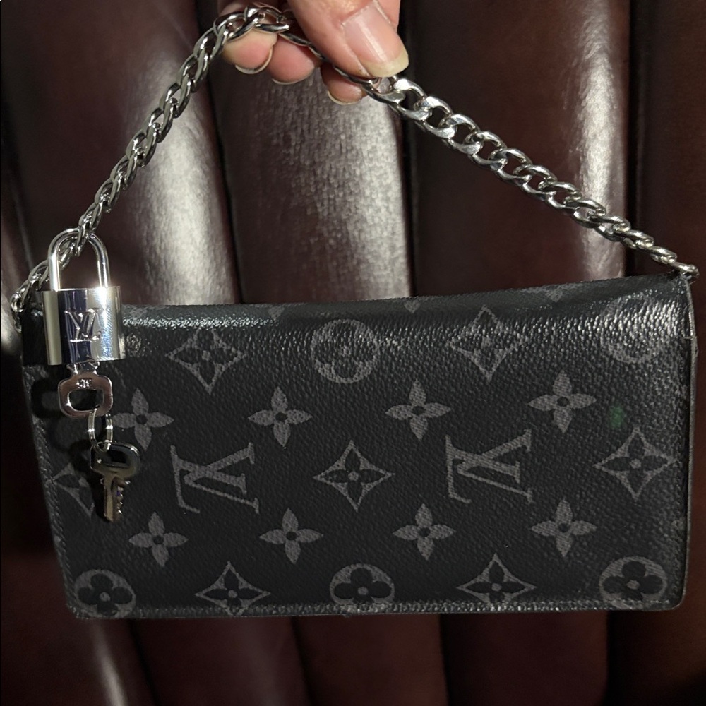 EUC AUTH Louis Vuitton Long Black Monogram Wallet *Chain & Lock NOT included*